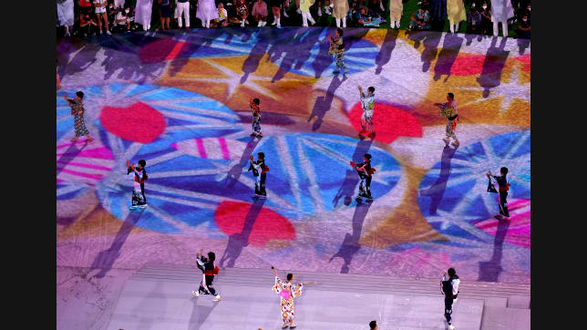 TOKYO, JAPAN - AUGUST 08: Entertainers perform during the Closing Ceremony of the Tokyo 2020 Olympic Games at Olympic Stadium on August 08, 2021 in Tokyo, Japan. (Photo by Rob Carr/Getty Images)