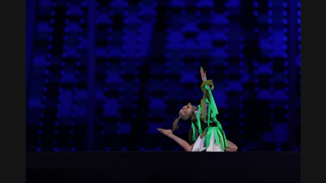 TOKYO, JAPAN - AUGUST 08: A dancer performs during the Closing Ceremony of the Tokyo 2020 Olympic Games at Olympic Stadium on August 08, 2021 in Tokyo, Japan. (Photo by Naomi Baker/Getty Images)