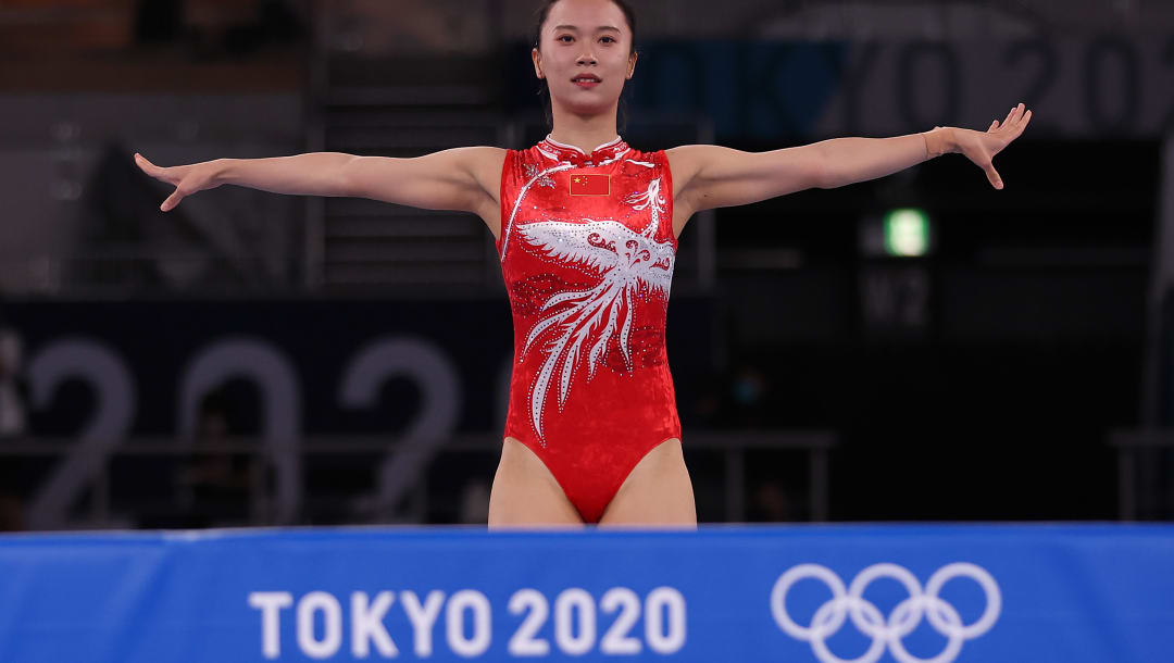 TOKIO, JAPÓN - 30 DE JULIO: Xueying Zhu del Equipo China compite en la Final de trampolín para mujeres el día siete de los Juegos Olímpicos de Tokio 2020 en el Centro de Gimnasia Ariake el 30 de julio de 2021 en Tokio, Japón.  (Foto de Jamie Squire / Getty Images)