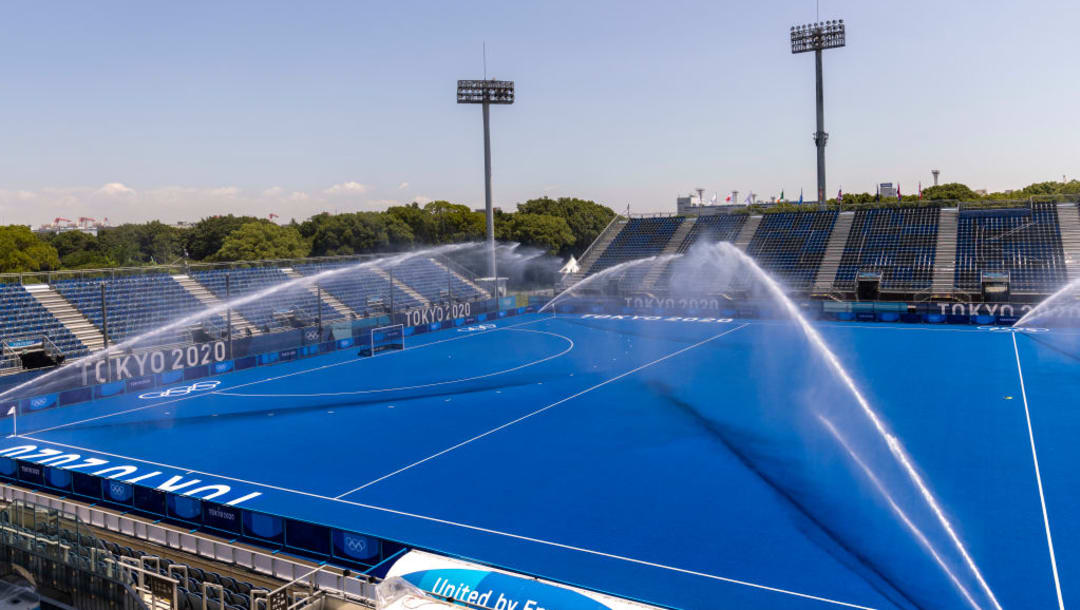 Plano general del Estadio de Hockey de Oi antes de una sesión de entrenamiento (Imagen por Maja Hitij/Getty Images)