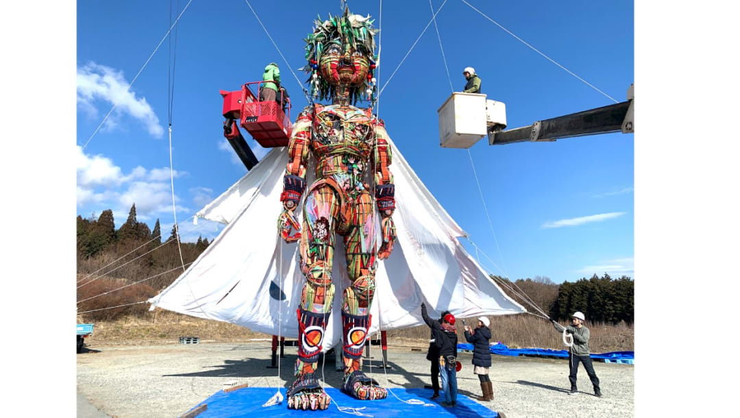 Mocco 10 Metre Giant Puppet Unveiled Prior To Tohoku To Tokyo Tour Of The Tokyo 2020 Nippon Festival