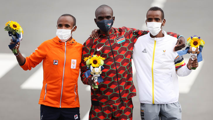 Kenya's Eliud Kipchoge won the Tokyo Olympic men's marathon in Sapporo on Sunday.
