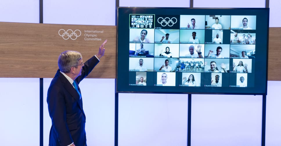 Lausanne | Switzerland IOC President, Thomas Bach announces the IOC Refugee Olympic Team for Tokyo2020. IOC/Greg Martin