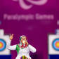 TOKYO, JAPAN - SEPTEMBER 02: Zahra Nemati of Team Iran celebrates her gold medal in the Women's Individual Recurve gold final on day 9 of the Tokyo 2020 Paralympic Games at Yumenoshima Park Archery Field on September 02, 2021 in Tokyo, Japan. (Photo by Tasos Katopodis/Getty Images)