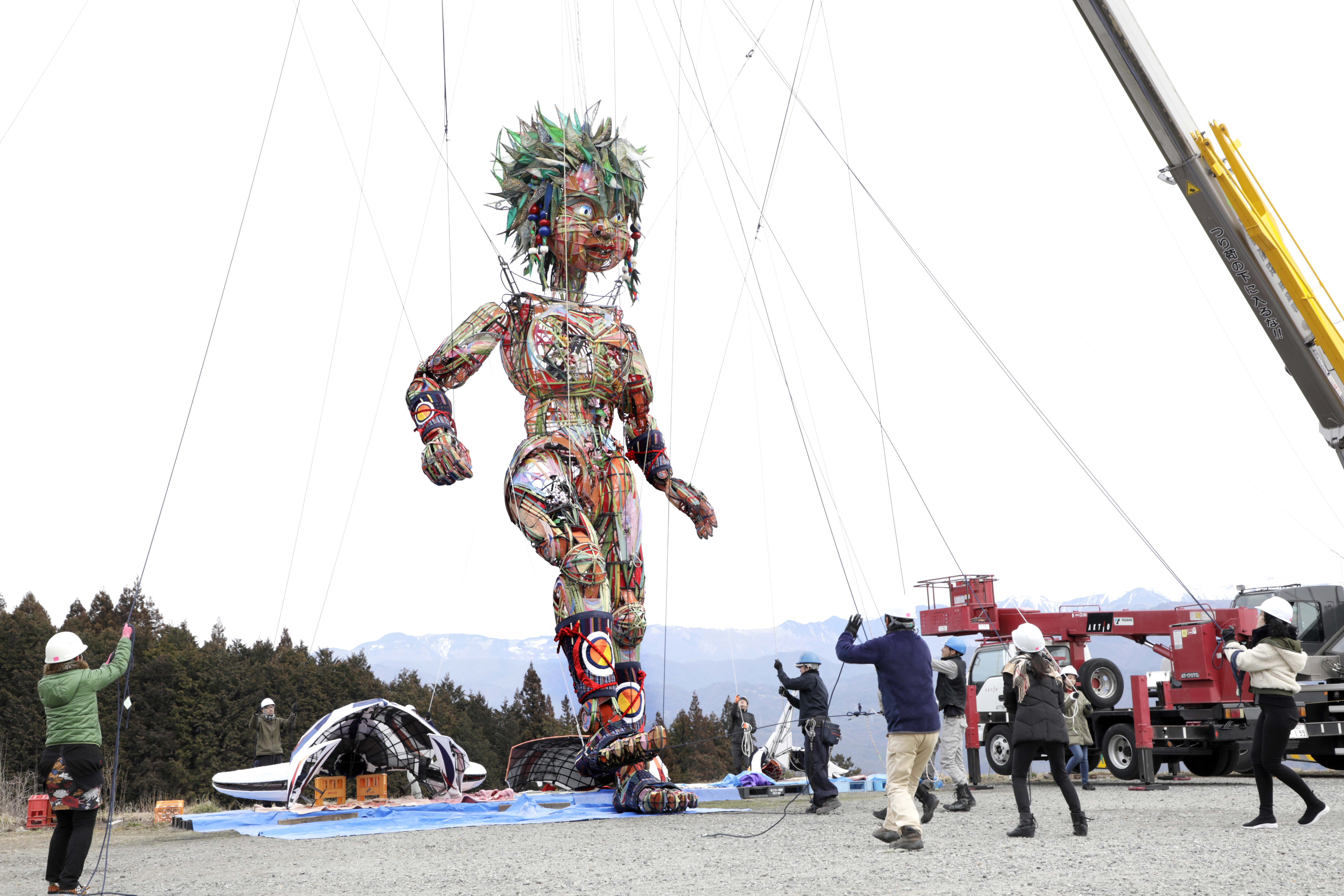 Mocco 10 Metre Giant Puppet Unveiled Prior To Tohoku To Tokyo Tour Of The Tokyo Nippon Festival
