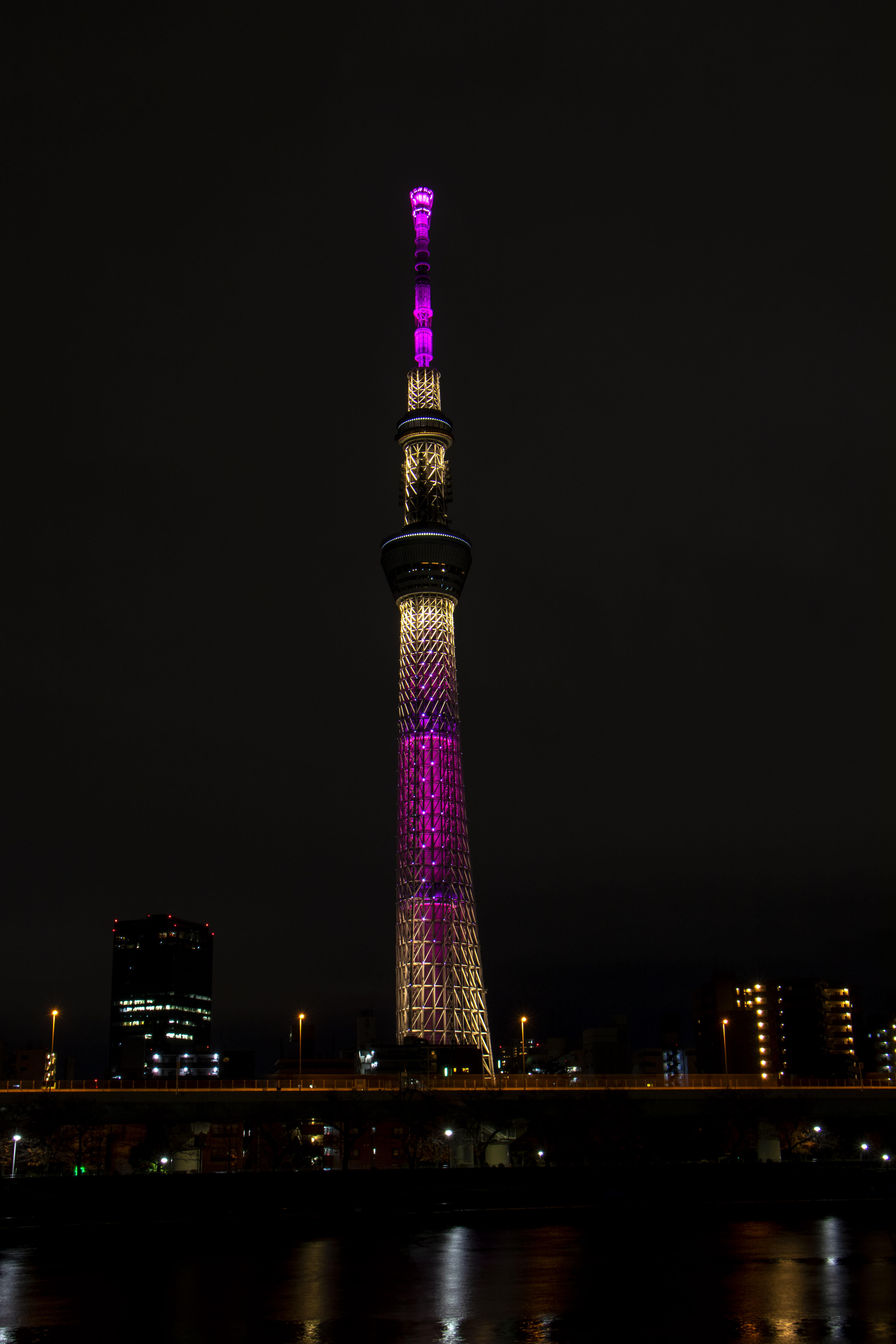 東京スカイツリー R パラリンピック聖火リレートーチの桜ピンクに特別ライティング