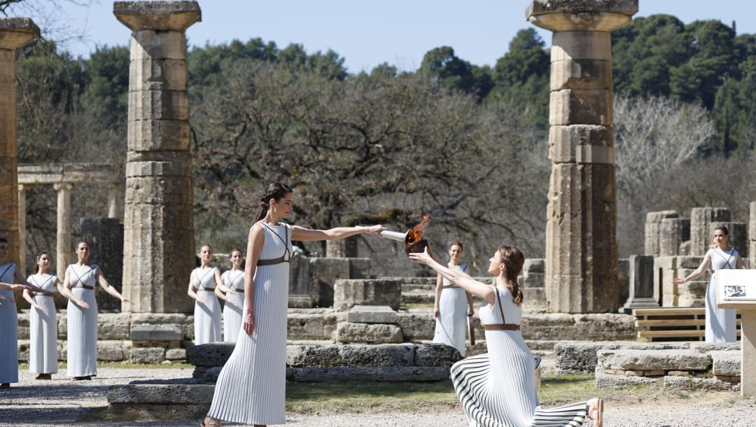 古代オリンピック発祥の地ギリシャで東京オリンピック聖火リレー聖火採火式を開催